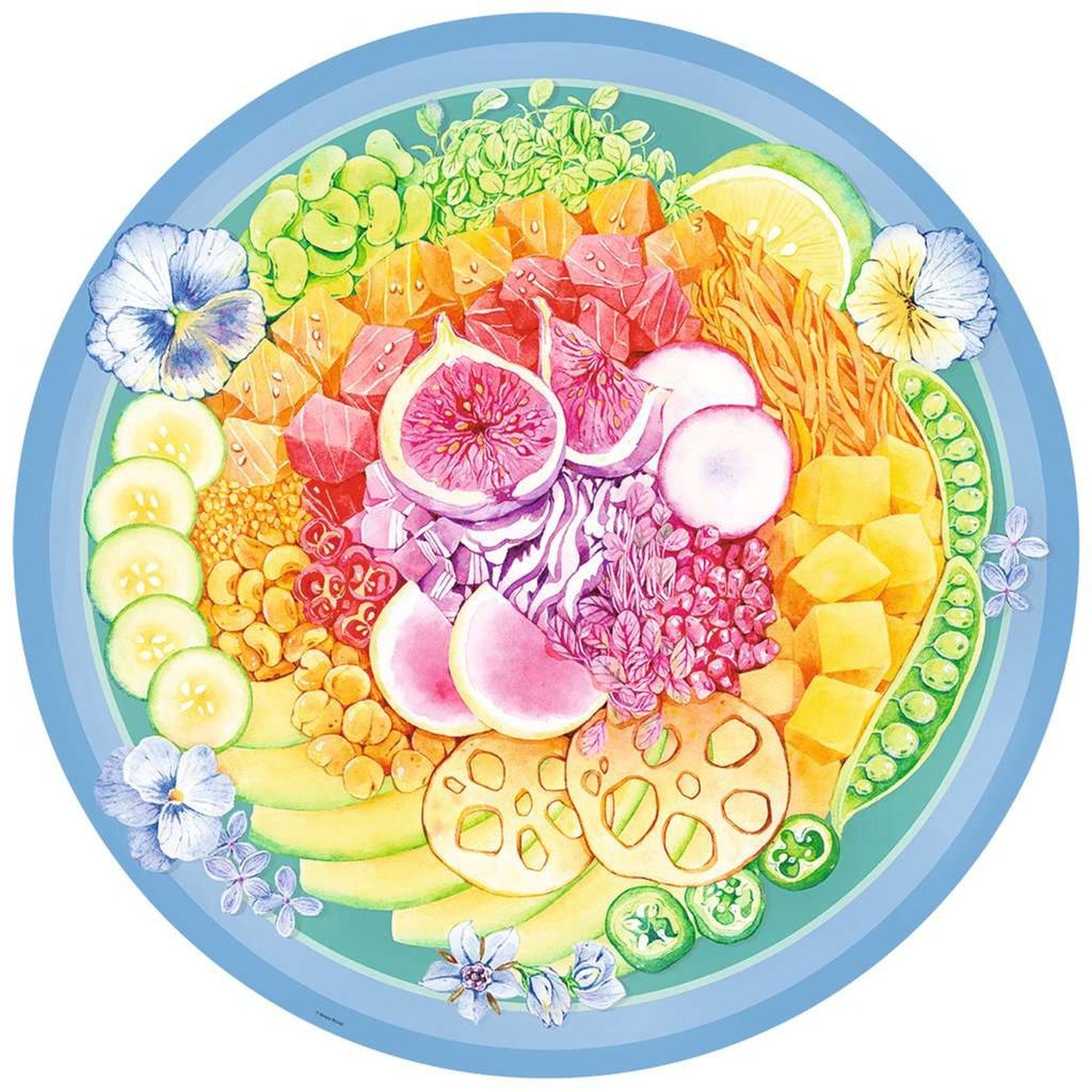 PUZZLE CERC BOL CU FRUCTE SI LEGUME, 500 PIESE - RAVENSBURGER (RVSPA17351) - Libelula Vesela - Jucarii