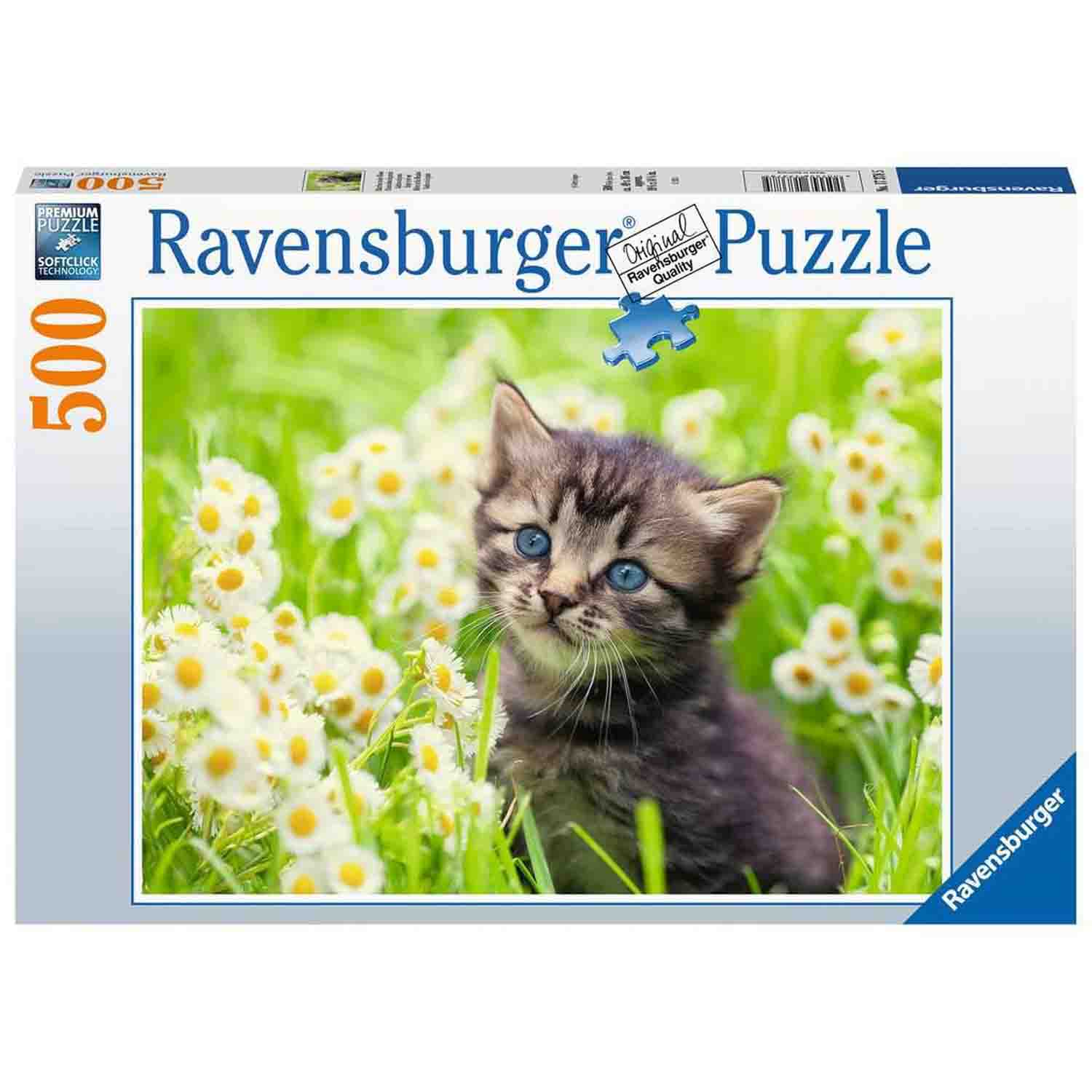 PUZZLE PISICUTA PE CAMP, 500 PIESE - RAVENSBURGER (RVSPA17378) - Libelula Vesela - Jucarii