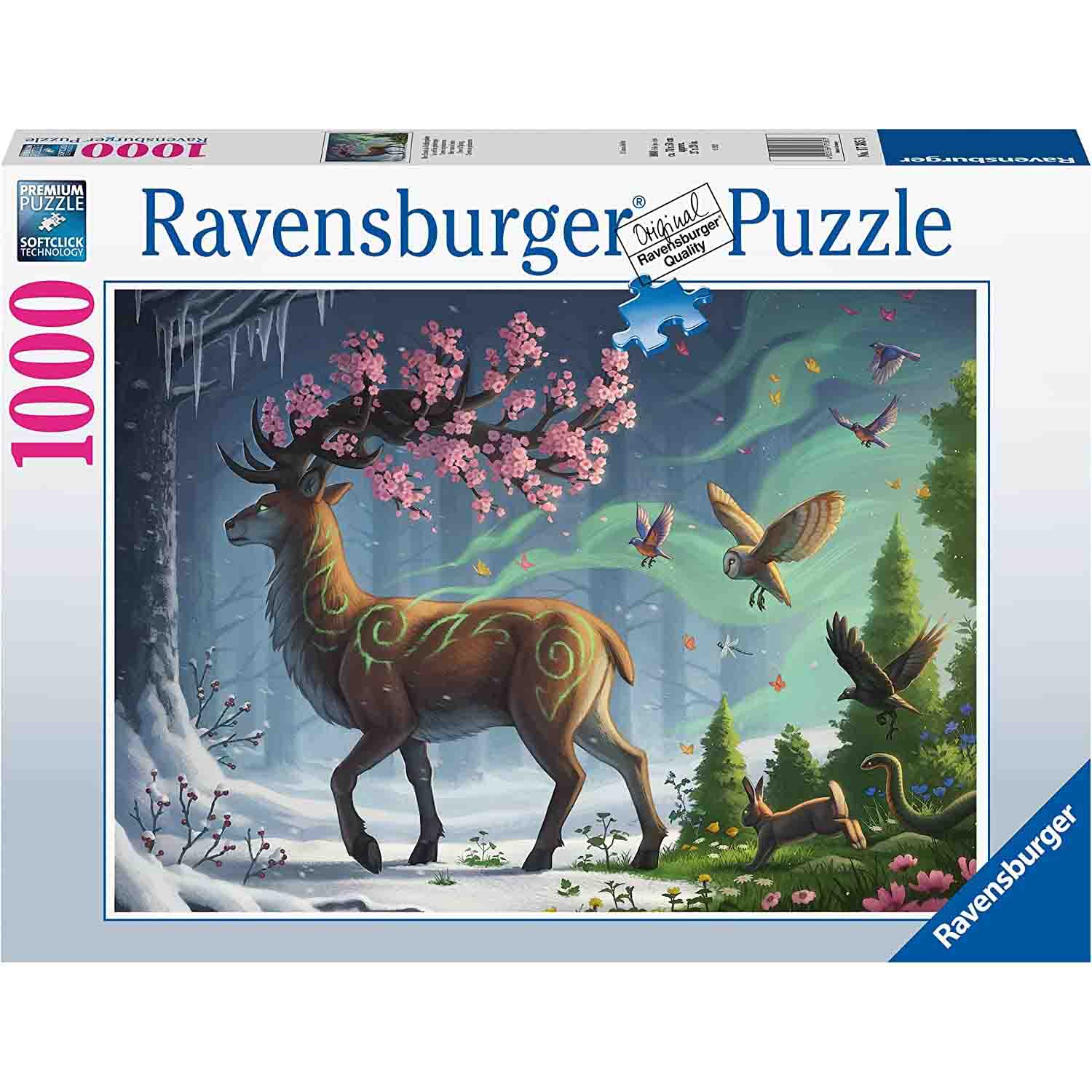 PUZZLE CERB IN PADURE, 1000 PIESE - RAVENSBURGER (RVSPA17385) - Libelula Vesela - Jucarii