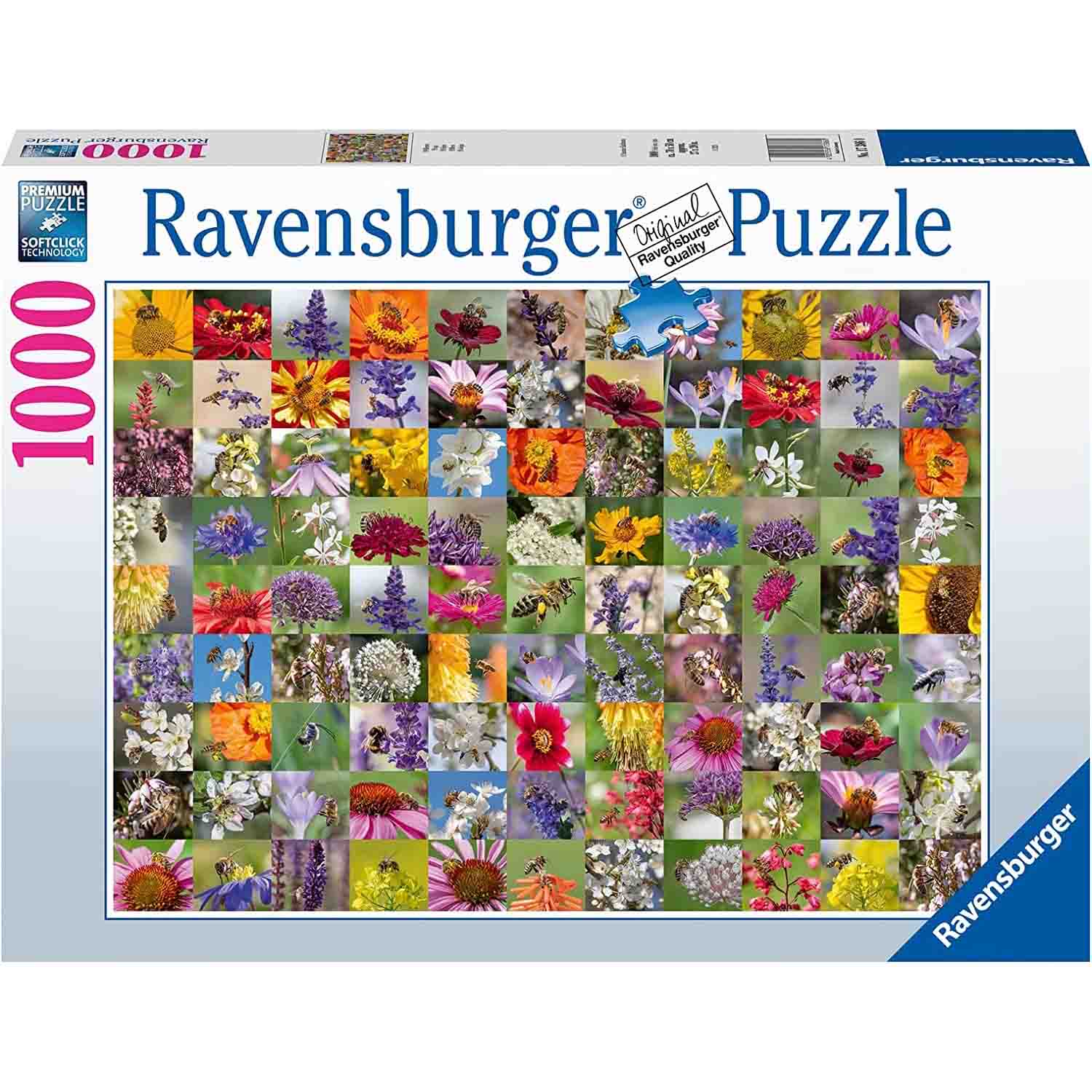 PUZZLE COLAJ CU ALBINE SI FLORI, 1000 PIESE - RAVENSBURGER (RVSPA17386) - Libelula Vesela - Jucarii