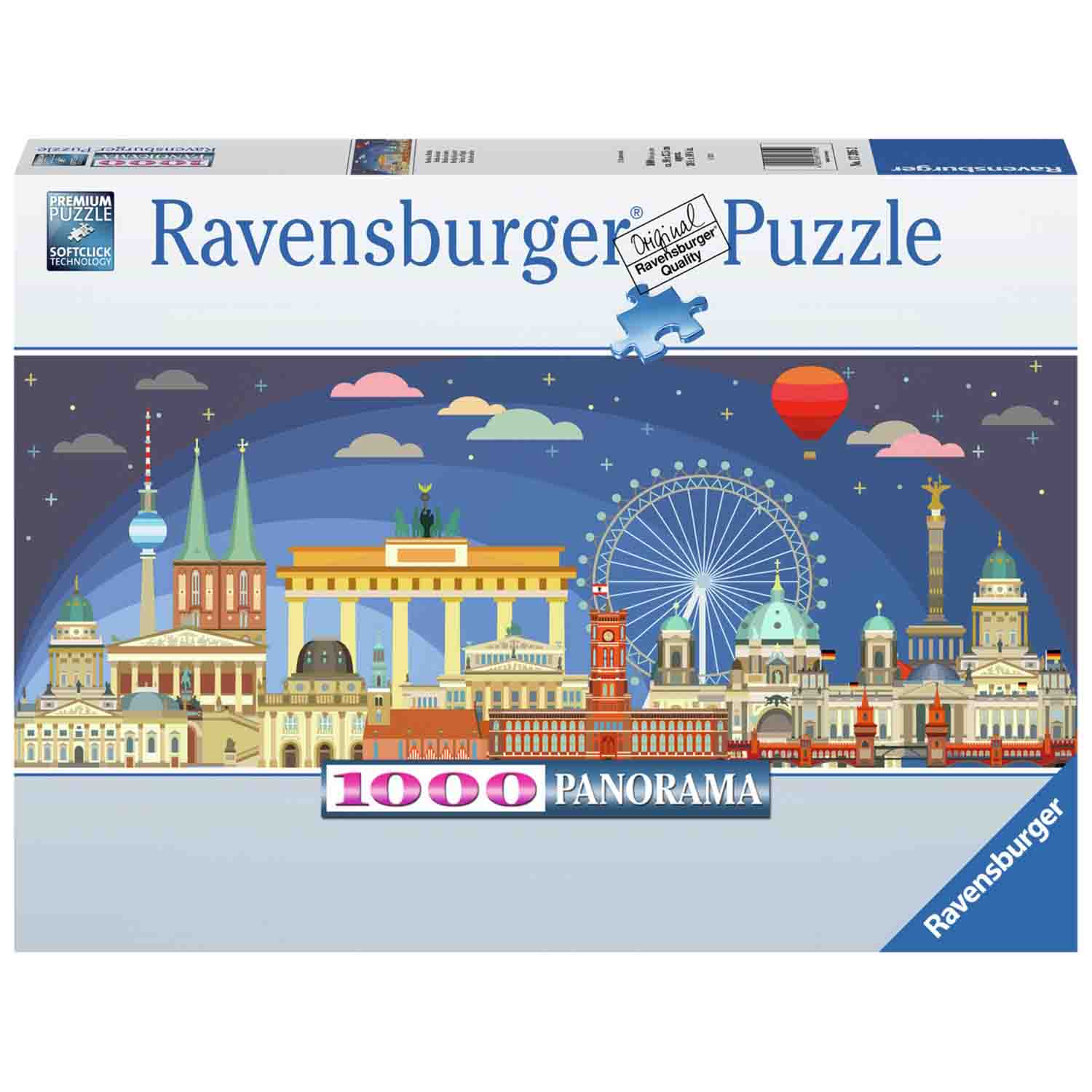 PUZZLE PANORAMA BERLINUL NOAPTEA, 1000 PIESE - RAVENSBURGER (RVSPA17395) - Libelula Vesela - Jucarii