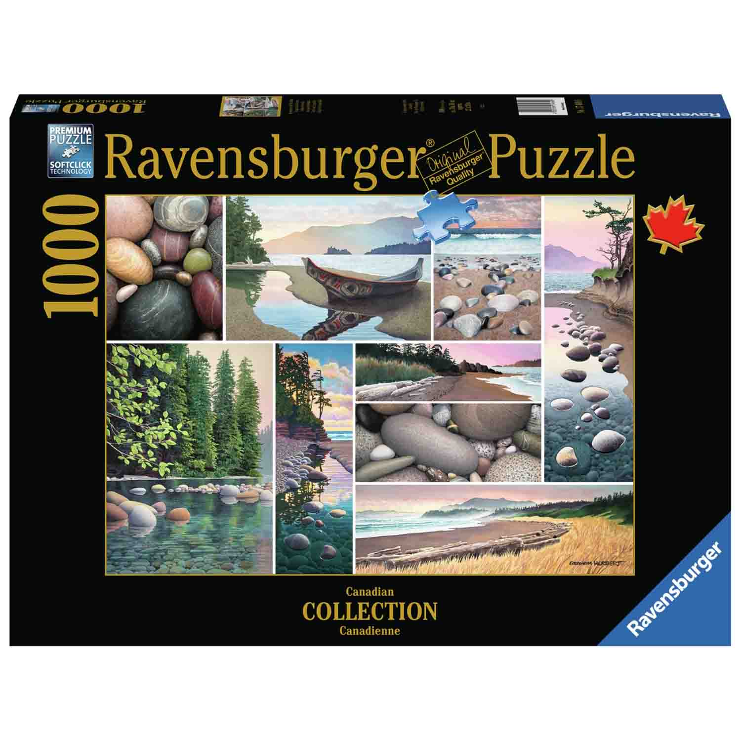 PUZZLE COLAJ COASTA DE VEST, 1000 PIESE - RAVENSBURGER (RVSPA17469) - Libelula Vesela - Jucarii