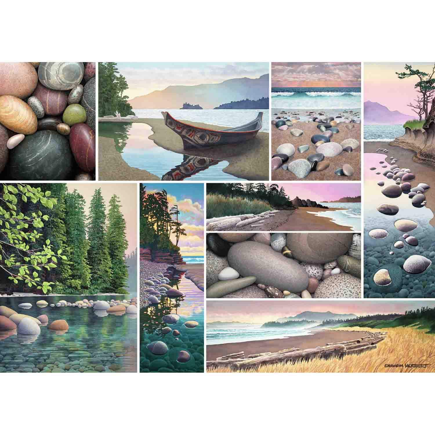 PUZZLE COLAJ COASTA DE VEST, 1000 PIESE - RAVENSBURGER (RVSPA17469) - Libelula Vesela - Jucarii