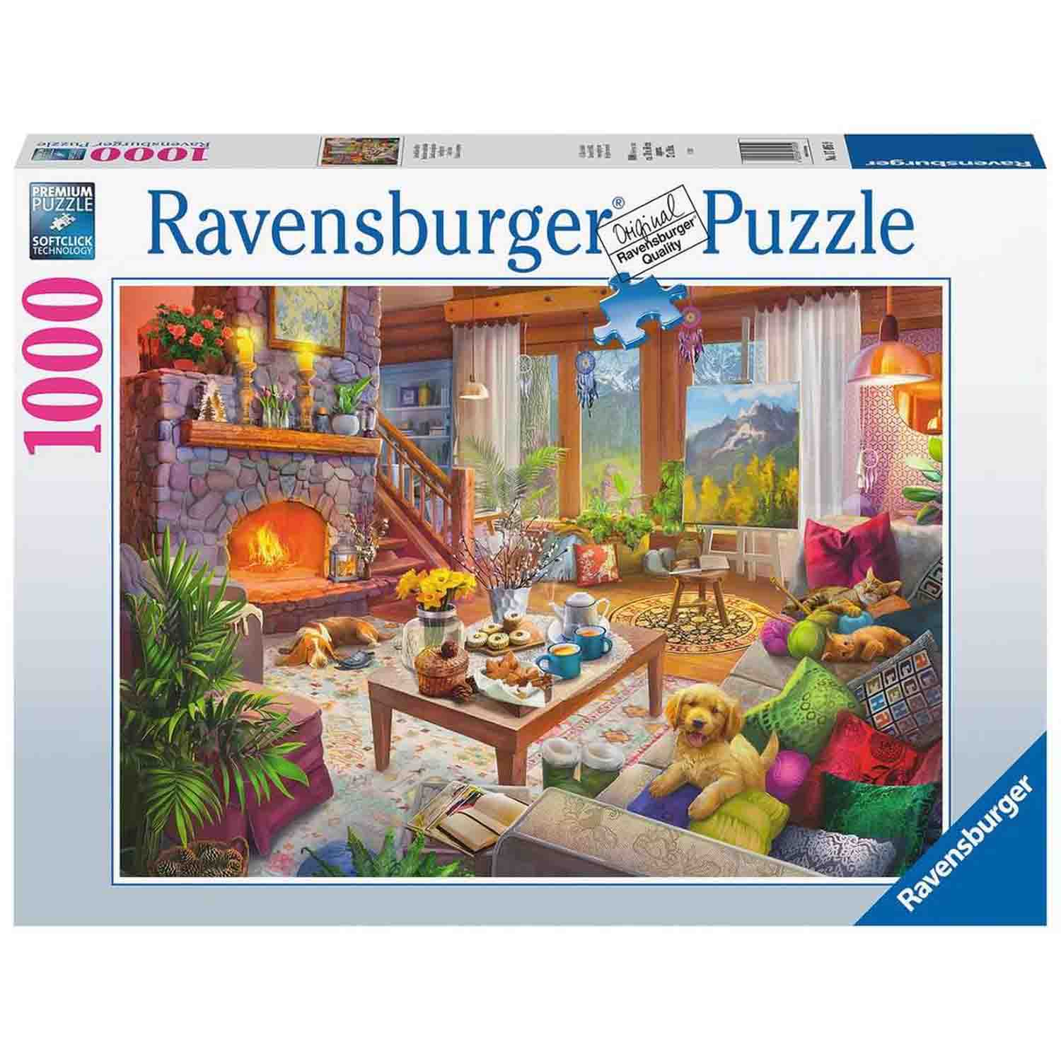 PUZZLE CABANA COZY, 1000 PIESE - RAVENSBURGER (RVSPA17495) - Libelula Vesela - Jucarii