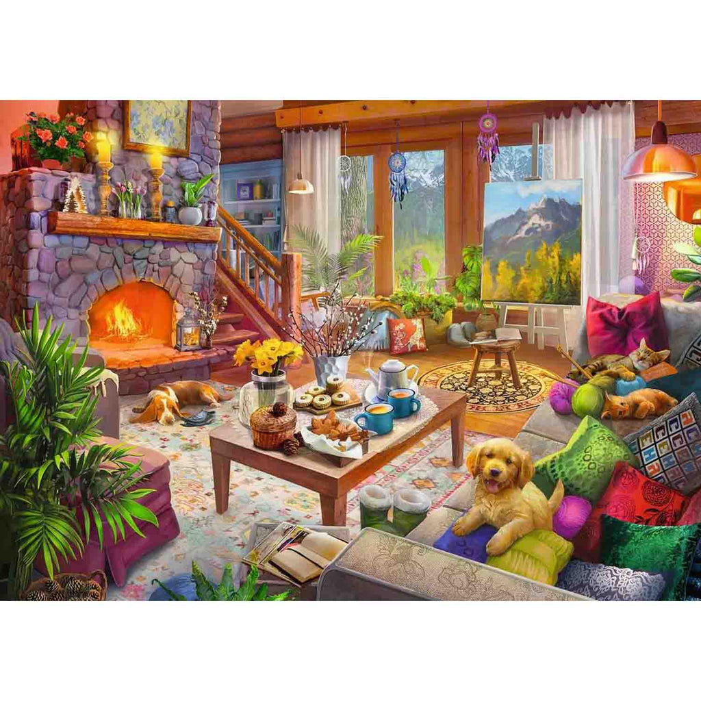 PUZZLE CABANA COZY, 1000 PIESE - RAVENSBURGER (RVSPA17495) - Libelula Vesela - Jucarii