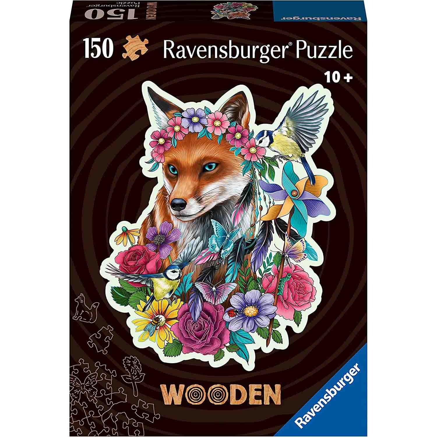 PUZZLE LEMN CONTUR VULPE, 150 PIESE - RAVENSBURGER (RVSPA17512) - Libelula Vesela - Jucarii