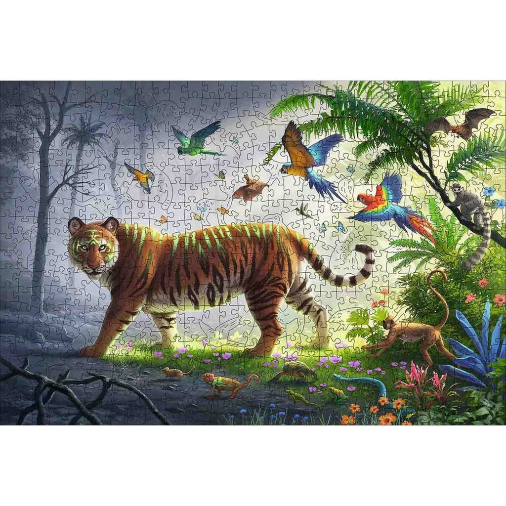PUZZLE LEMN TIGRU, 500 PIESE - RAVENSBURGER (RVSPA17514) - Libelula Vesela - Jucarii