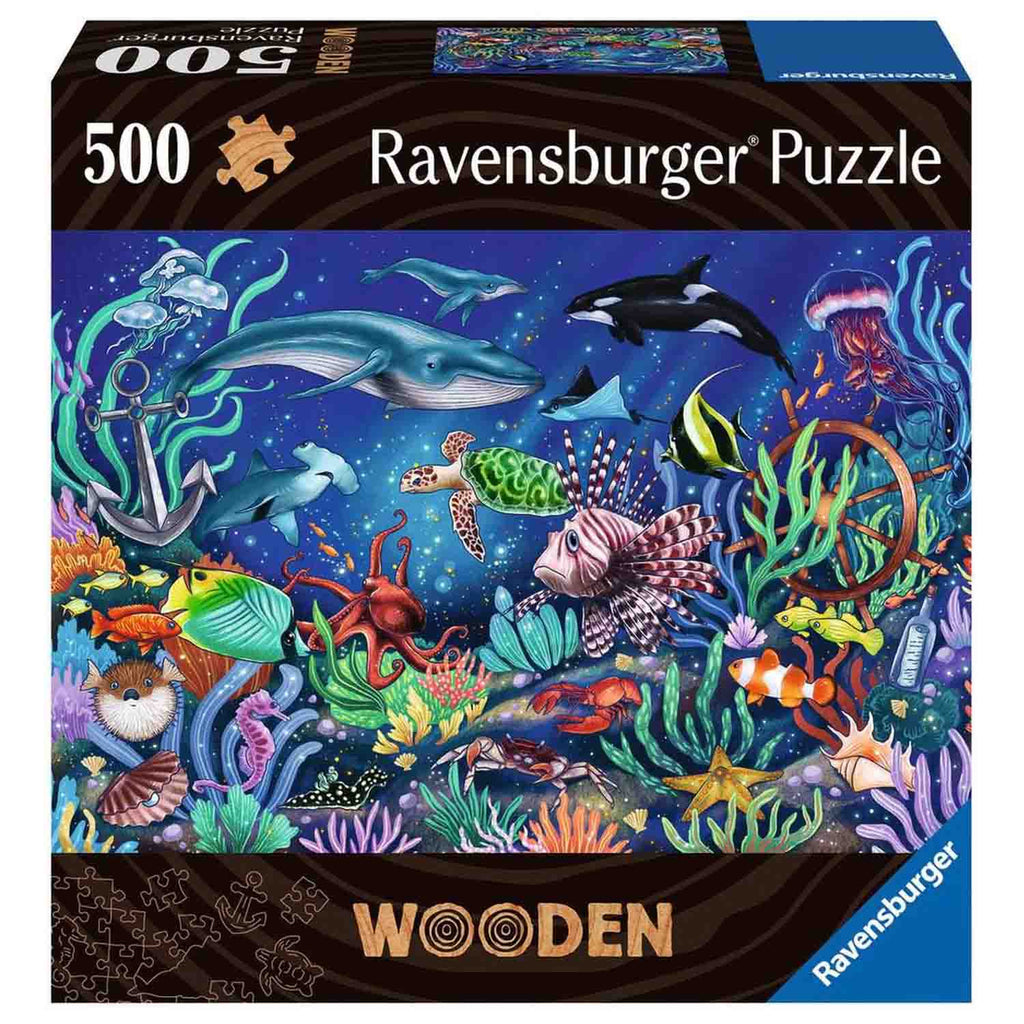 PUZZLE LEMN LUMEA SUBACVATICA, 500 PIESE - RAVENSBURGER (RVSPA17515) - Libelula Vesela - Jucarii