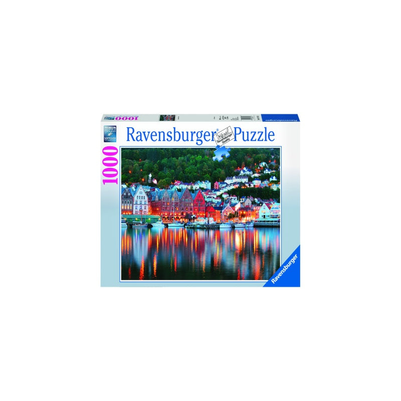 PUZZLE ORASUL BERGEN, 1000 PIESE - RAVENSBURGER (RVSPA19715) - Libelula Vesela - Jucarii