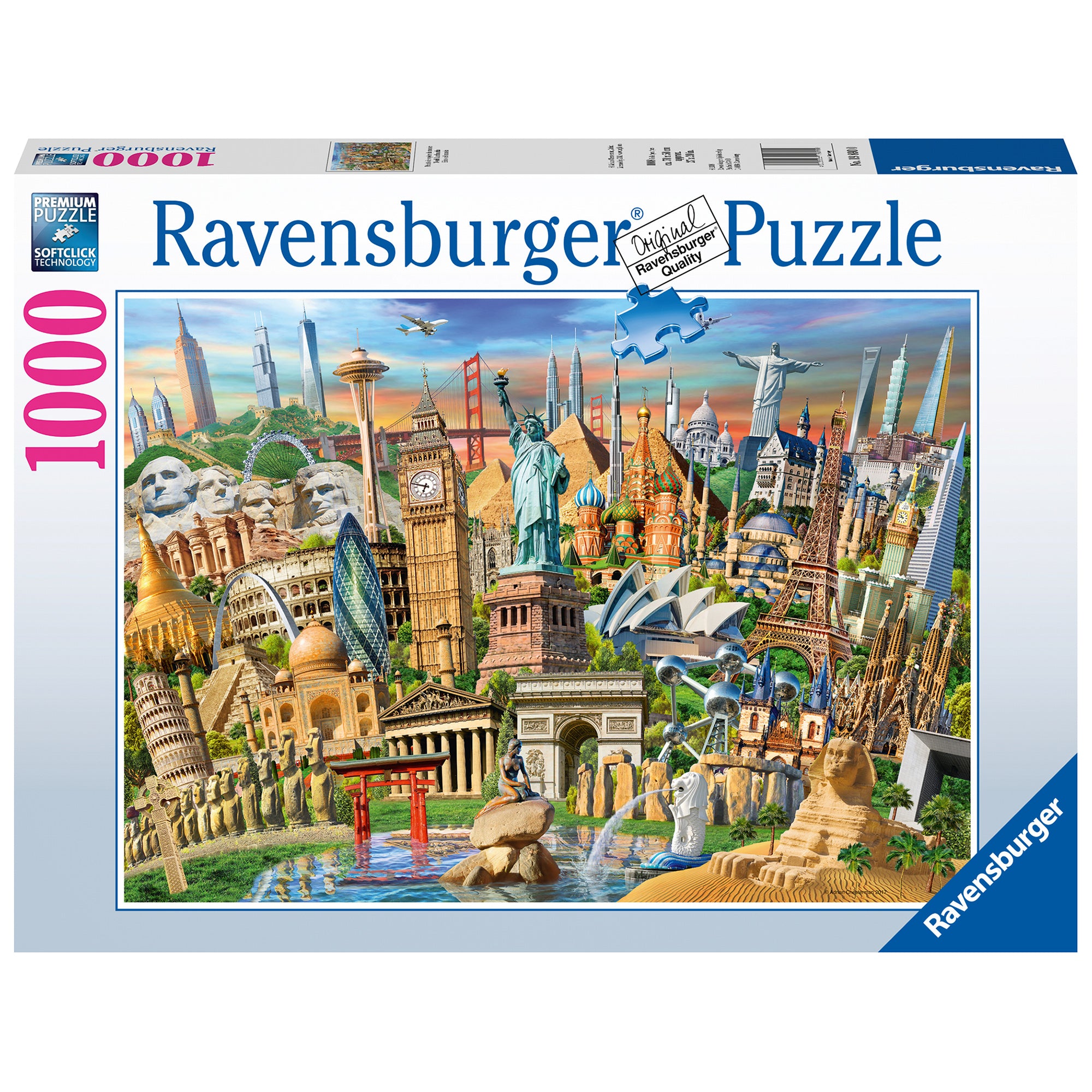 PUZZLE OBIECTIVE TURISTICE, 1000 PIESE - RAVENSBURGER (RVSPA19890) - Libelula Vesela - Jucarii