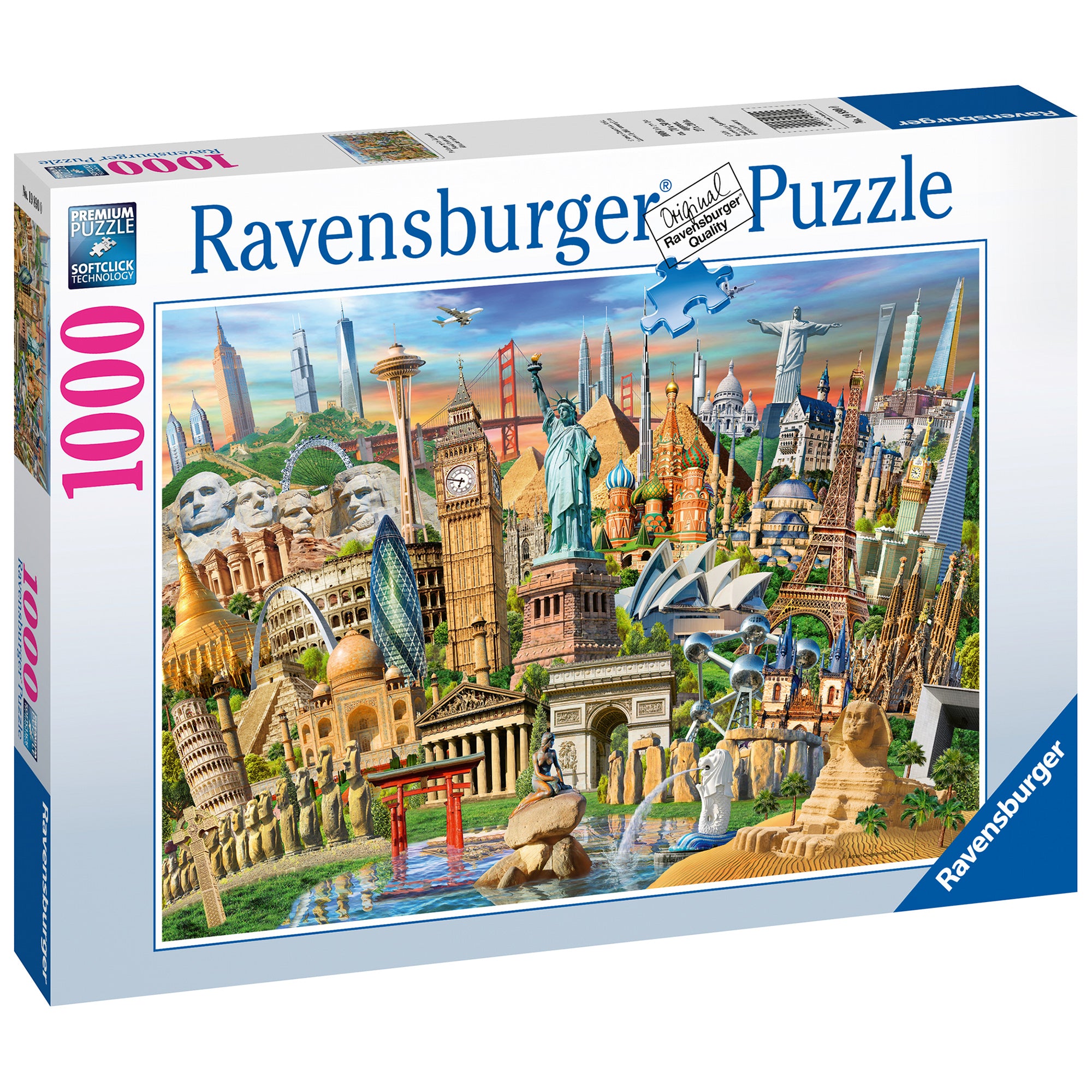 PUZZLE OBIECTIVE TURISTICE, 1000 PIESE - RAVENSBURGER (RVSPA19890) - Libelula Vesela - Jucarii