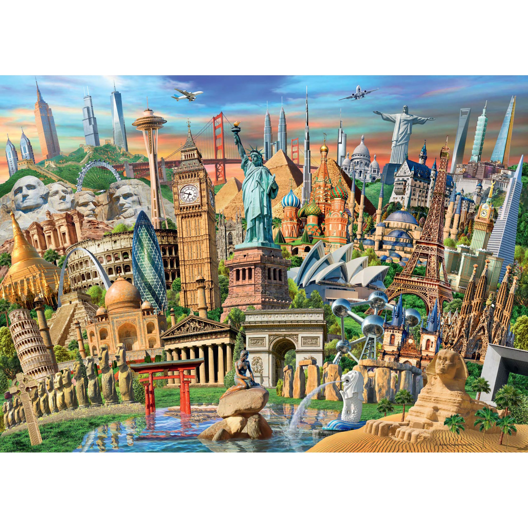 PUZZLE OBIECTIVE TURISTICE, 1000 PIESE - RAVENSBURGER (RVSPA19890) - Libelula Vesela - Jucarii