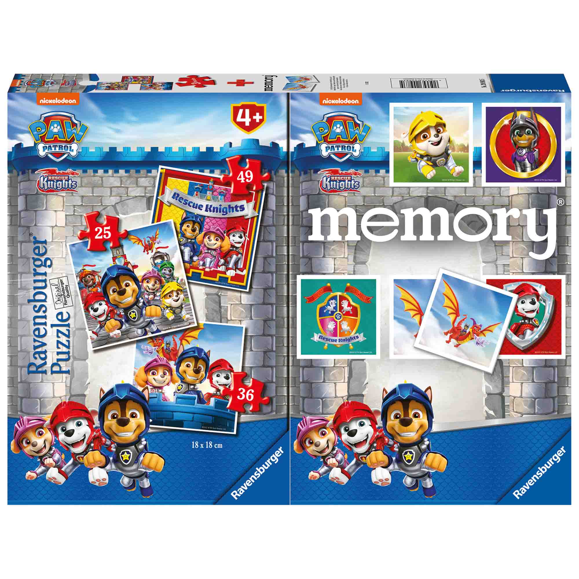 PUZZLE + JOC MEMORY PATRULA CATELUSILOR, 25/36/49 PIESE - RAVENSBURGER (RVSPC20983) - Libelula Vesela - Jucarii