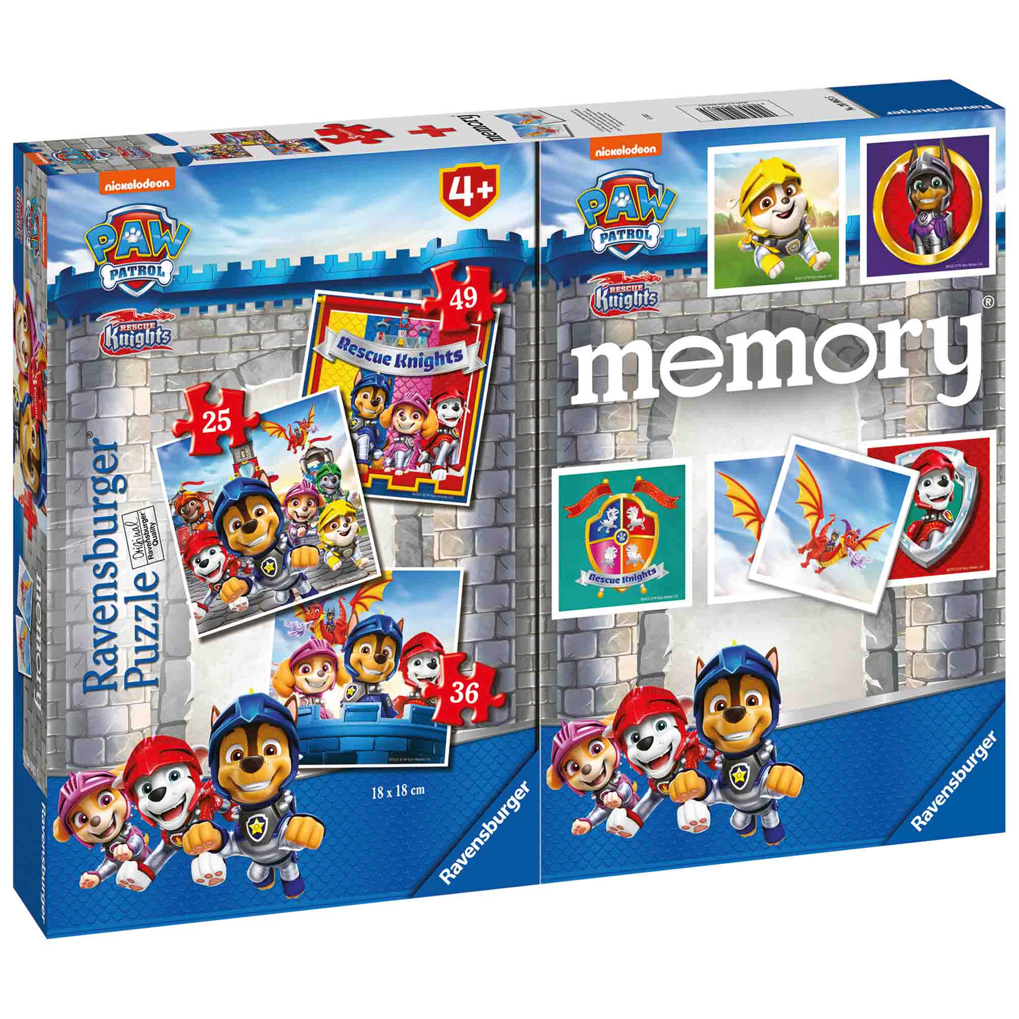 PUZZLE + JOC MEMORY PATRULA CATELUSILOR, 25/36/49 PIESE - RAVENSBURGER (RVSPC20983) - Libelula Vesela - Jucarii