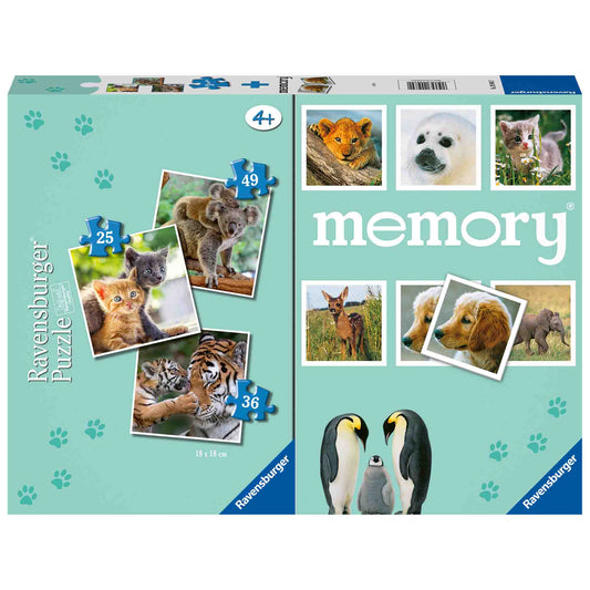 PUZZLE + JOC MEMORY ANIMALE, 25/36/49 PIESE - RAVENSBURGER (RVSPC20984)