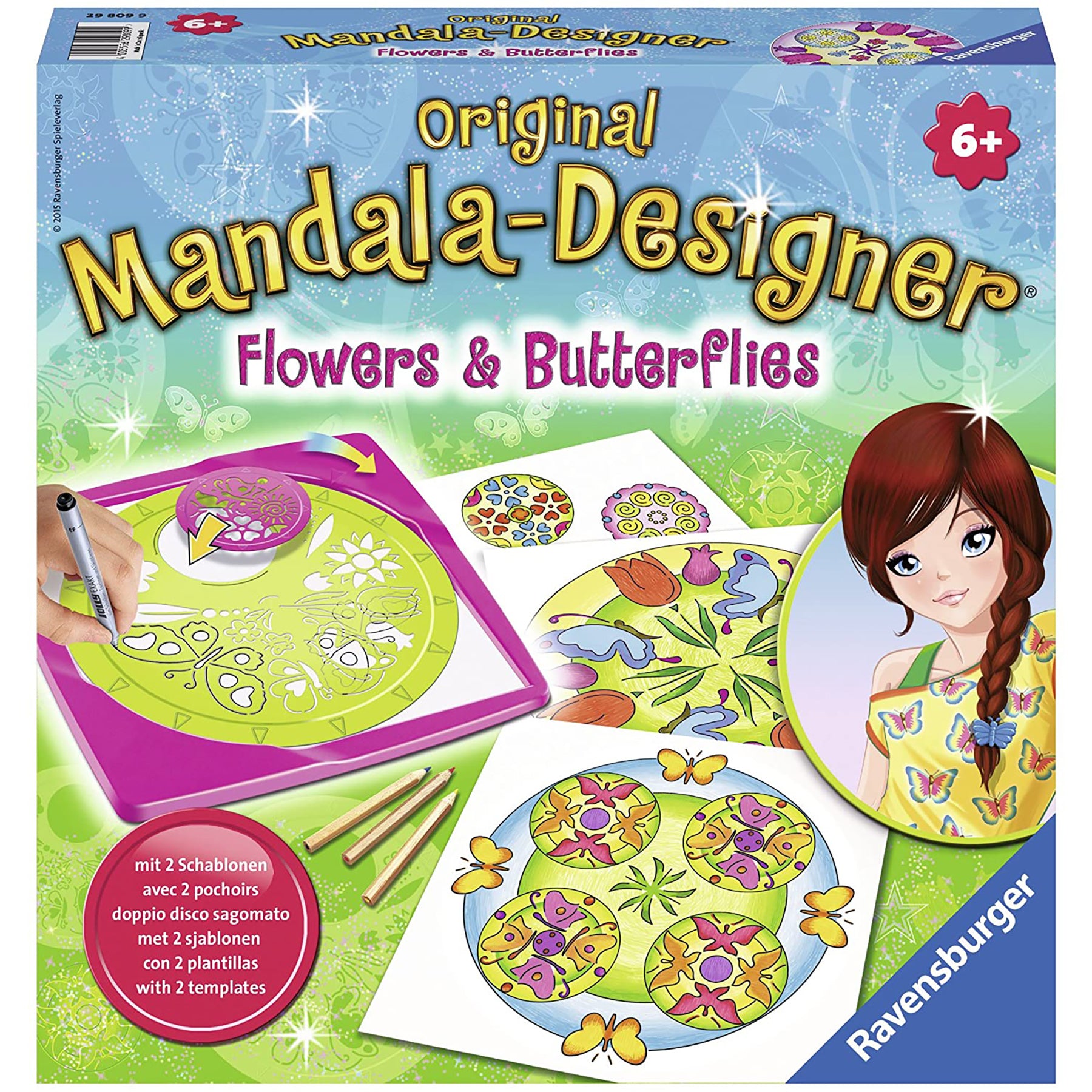 SET DE CREATIE MANDALA FLORI SI FLUTURI - RAVENSBURGER (RVSAC29809) - Libelula Vesela - Jucarii