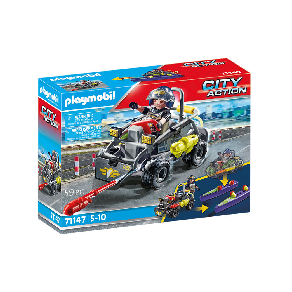 VEHICUL SWAT PENTRU TEREN SI APA - PLAYMOBIL CITY ACTION (PM71147) - Libelula Vesela - Jucarii