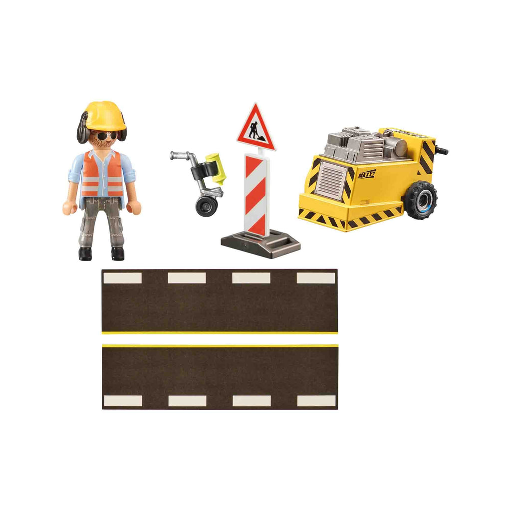 SET CADOU DISPOZITIV DE TAIERE ASFALT - PLAYMOBIL CONSTRUCTION (PM71185) - Libelula Vesela - Jucarii