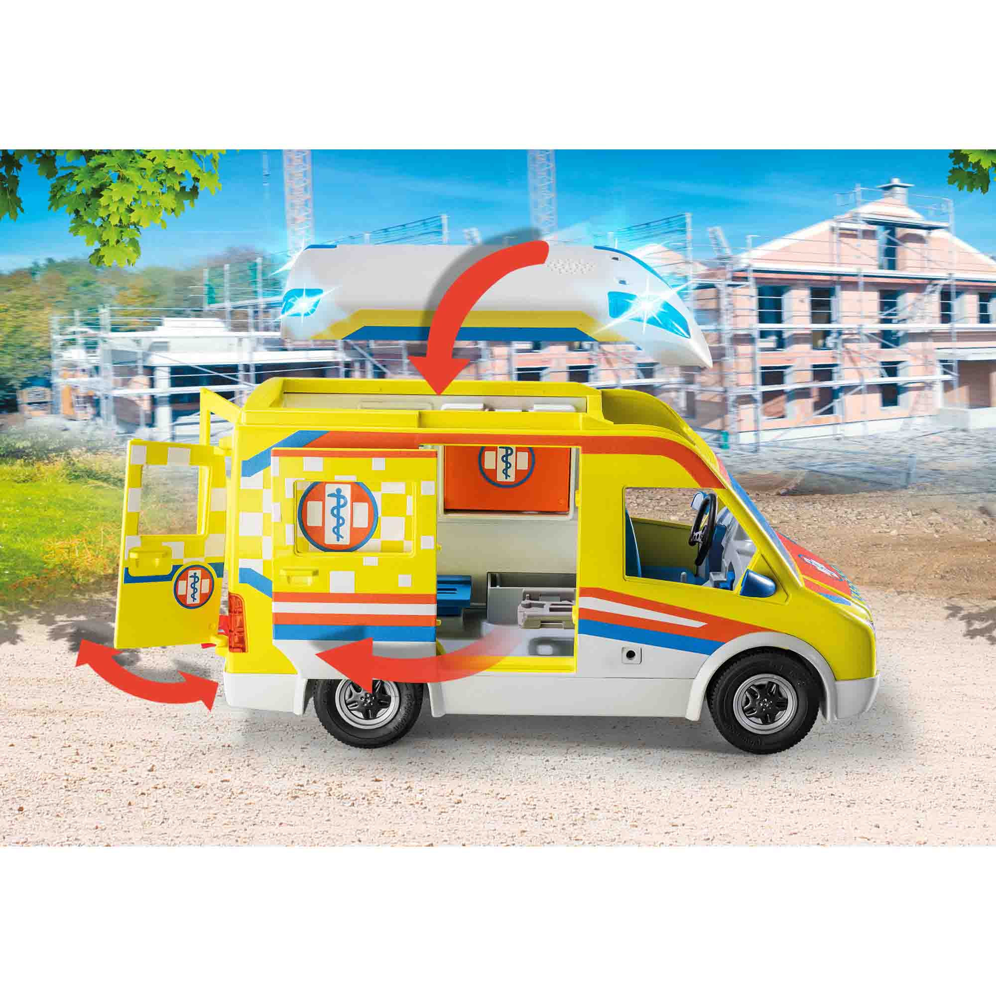 PLAYMOBIL - AMBULANTA GALBENA CU LUMINI SI SUNETE - PLAYMOBIL (PM71202) - Libelula Vesela - Jucarii