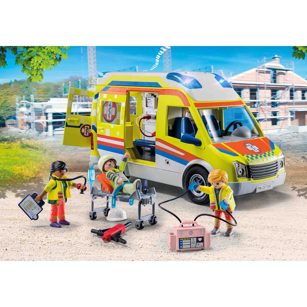 PLAYMOBIL - AMBULANTA GALBENA CU LUMINI SI SUNETE - PLAYMOBIL (PM71202) - Libelula Vesela - Jucarii