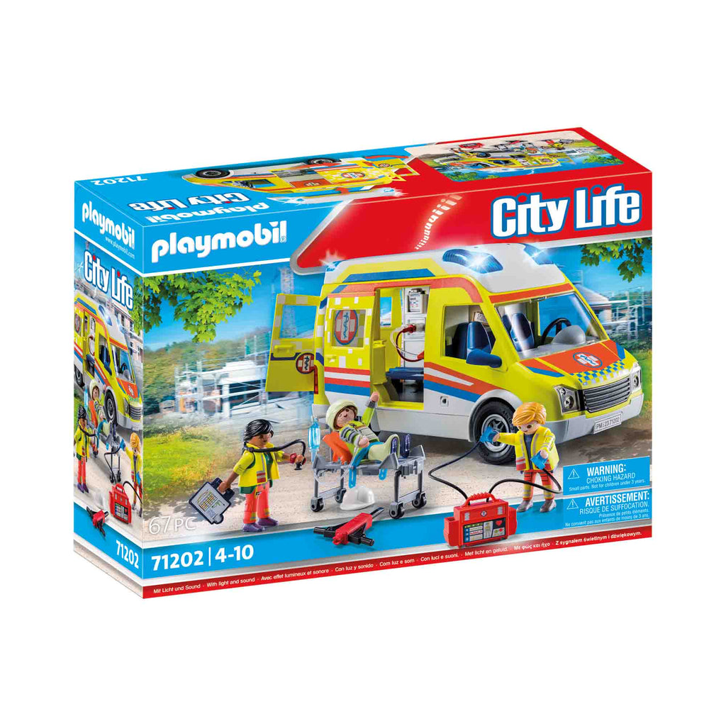 PLAYMOBIL - AMBULANTA GALBENA CU LUMINI SI SUNETE - PLAYMOBIL (PM71202) - Libelula Vesela - Jucarii