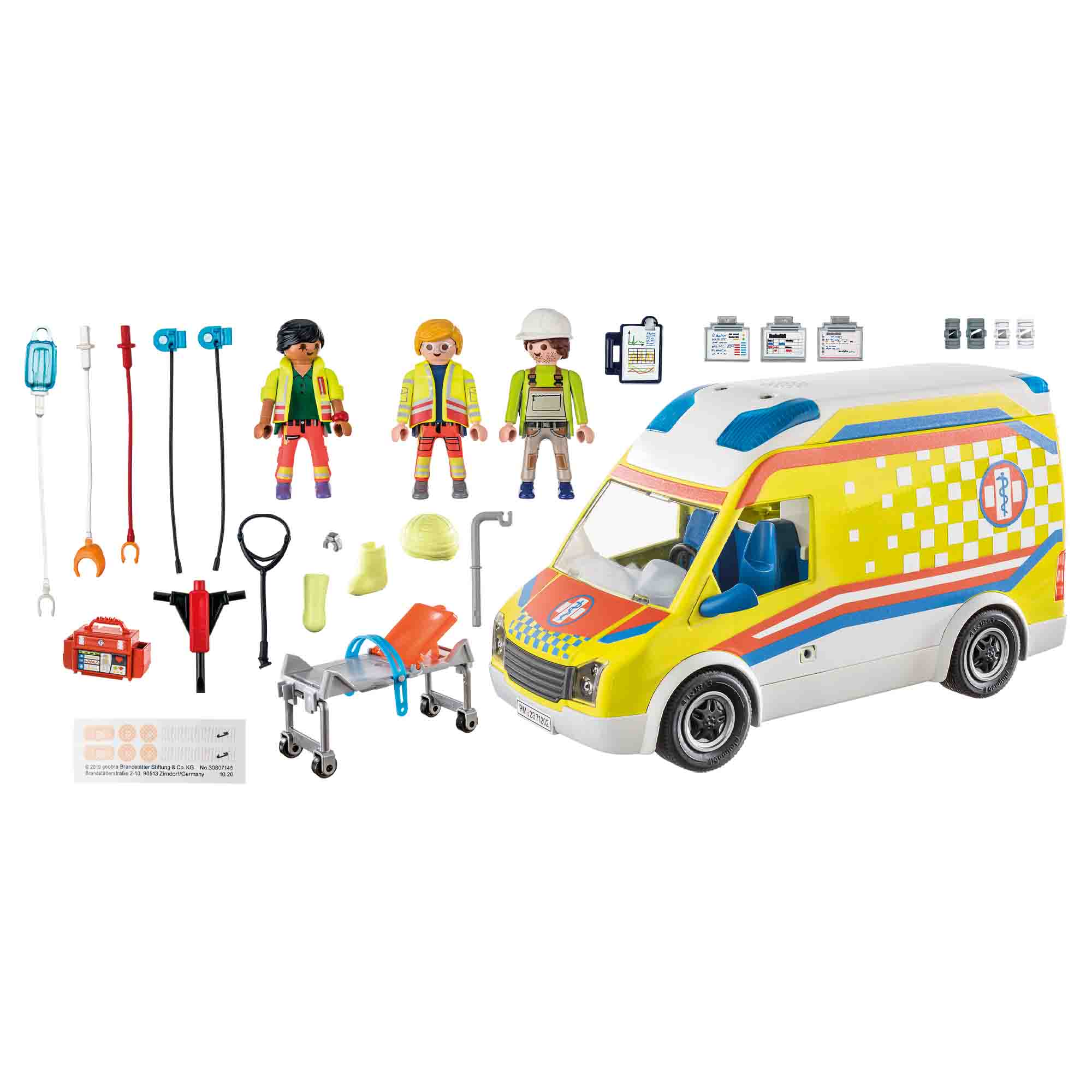 PLAYMOBIL - AMBULANTA GALBENA CU LUMINI SI SUNETE - PLAYMOBIL (PM71202) - Libelula Vesela - Jucarii