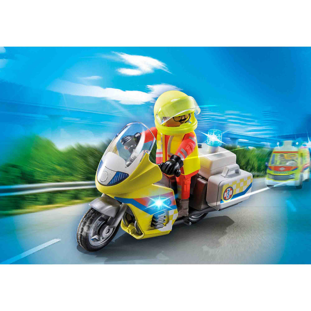 PLAYMOBIL - MOTOCICLETA GALBENA CU LUMINI - PLAYMOBIL (PM71205) - Libelula Vesela - Jucarii