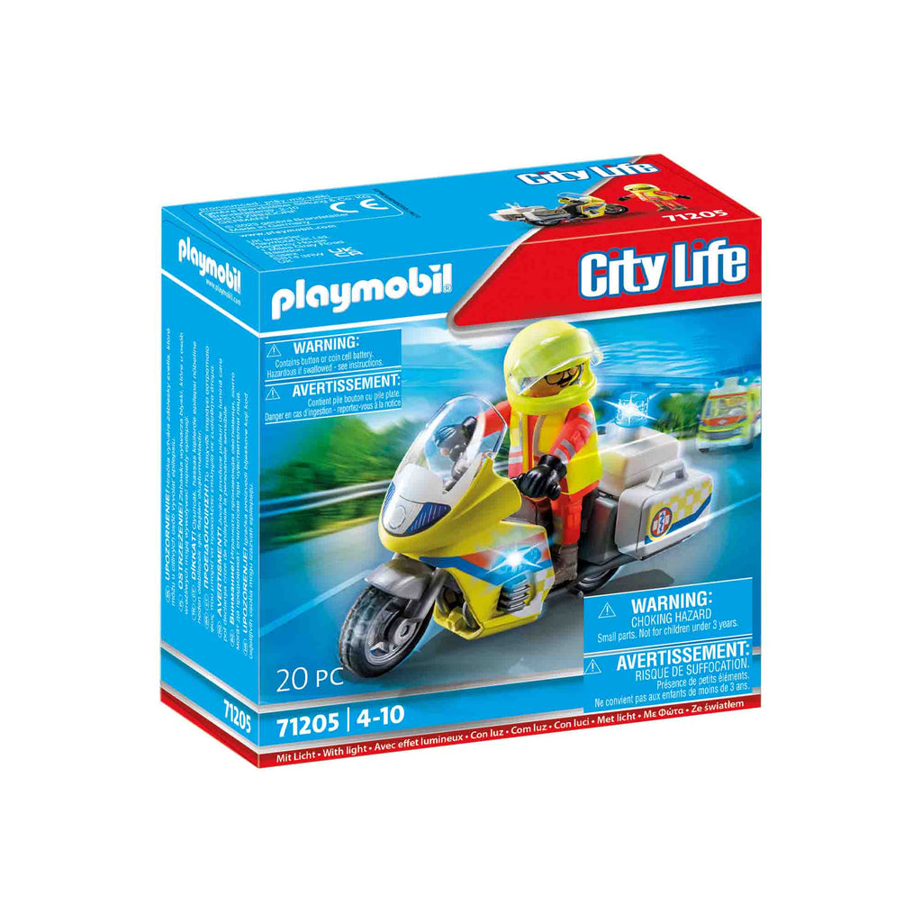 PLAYMOBIL - MOTOCICLETA GALBENA CU LUMINI - PLAYMOBIL (PM71205) - Libelula Vesela - Jucarii