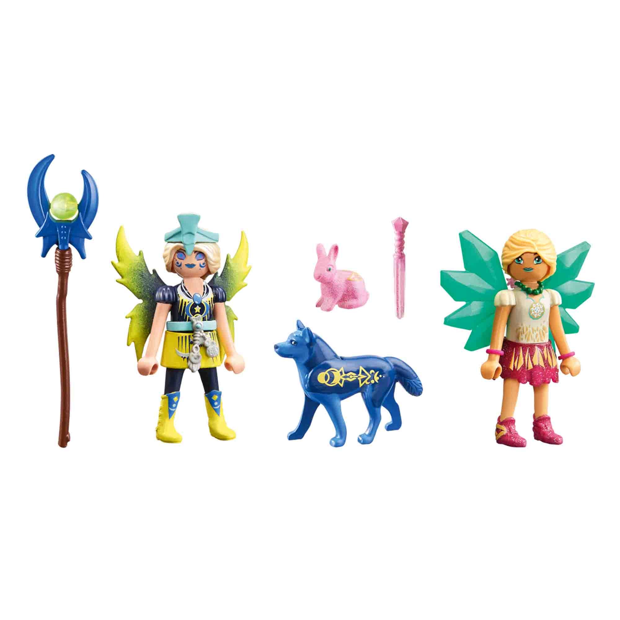 CRYSTAL FAIRY SI MOON FAIRY CU ANIMALUTE DE SUFLET - PLAYMOBIL ADVENTURES OF AYUMA (PM71236) - Libelula Vesela - Jucarii