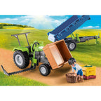 PLAYMOBIL - TRACTOR CU REMORCA SI MUNCITOR - PLAYMOBIL (PM71249) - Libelula Vesela - Jucarii