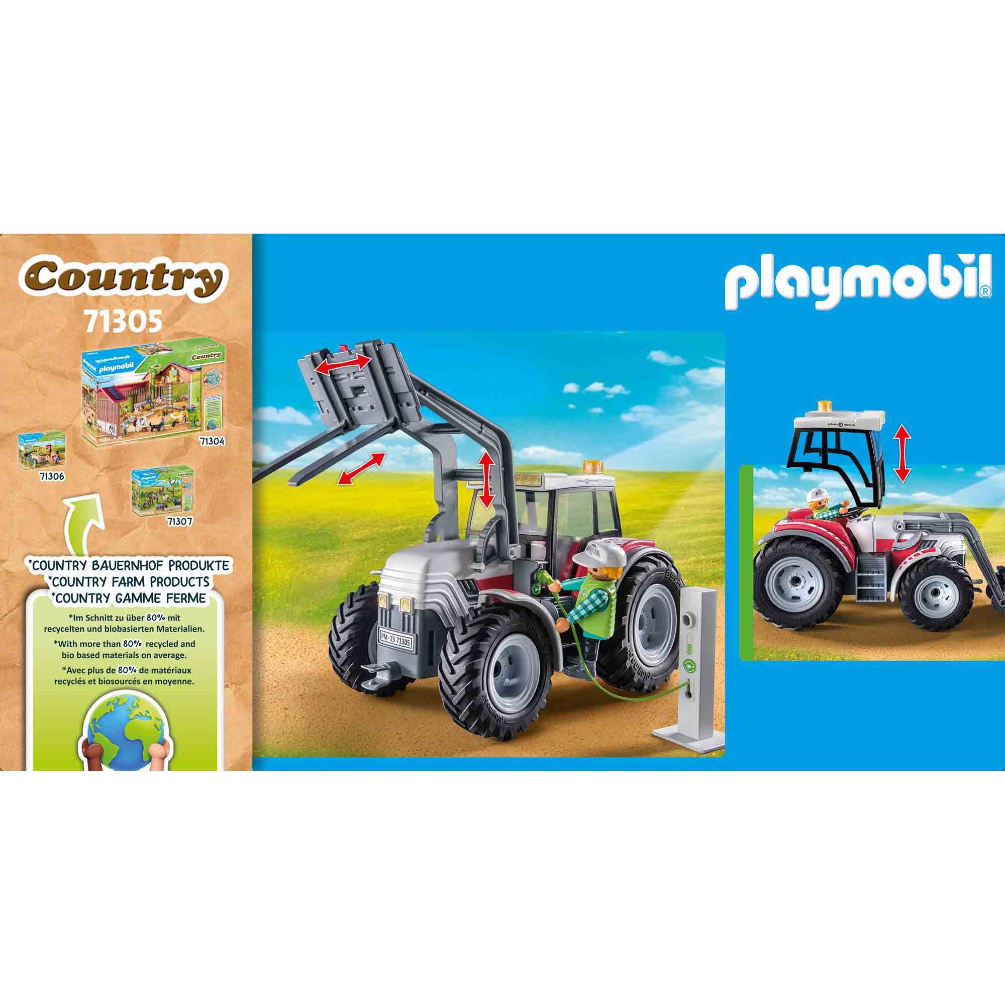 TRACTOR MARE CU ACCESORII - PLAYMOBIL COUNTRY (PM71305) - Libelula Vesela - Jucarii