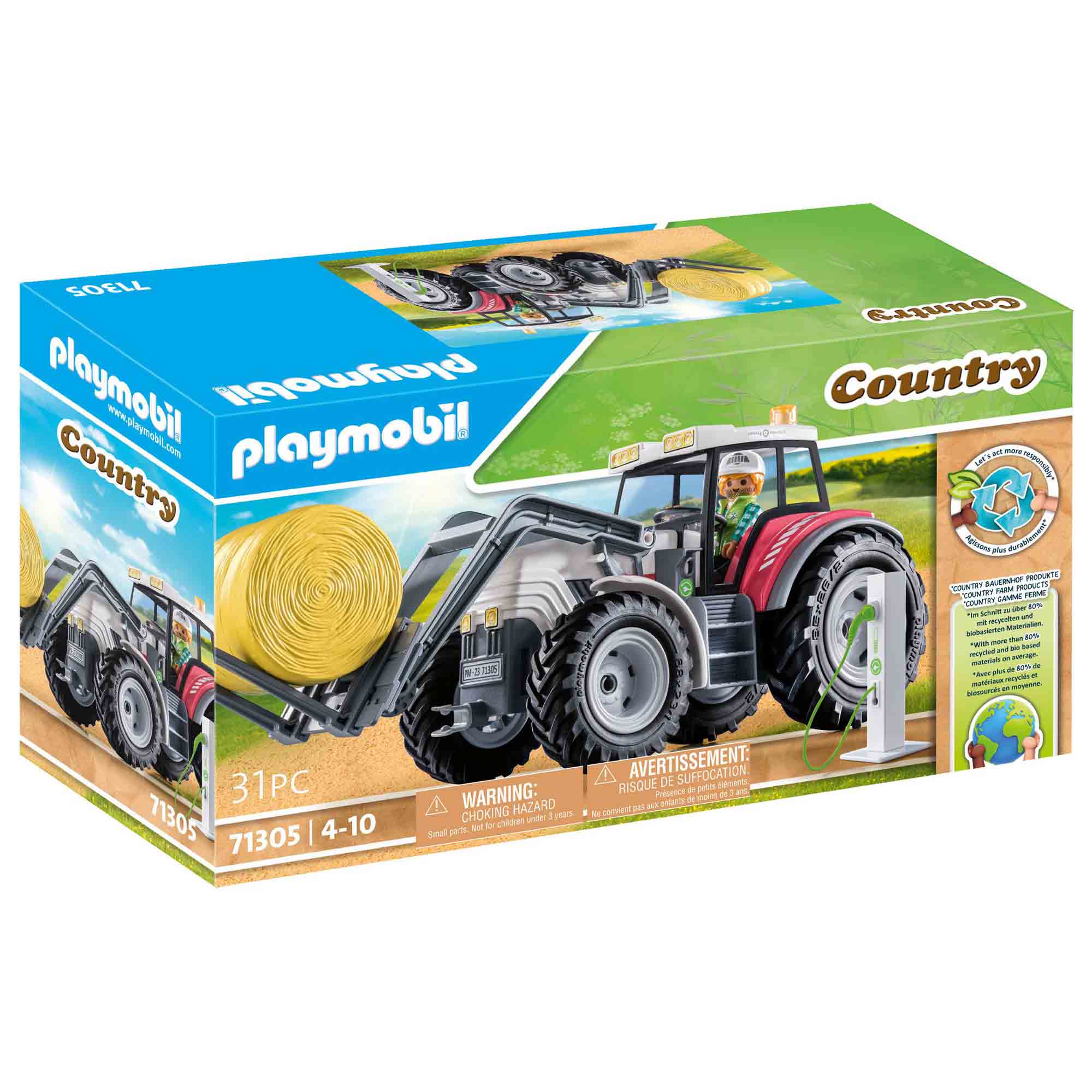 TRACTOR MARE CU ACCESORII - PLAYMOBIL COUNTRY (PM71305) - Libelula Vesela - Jucarii