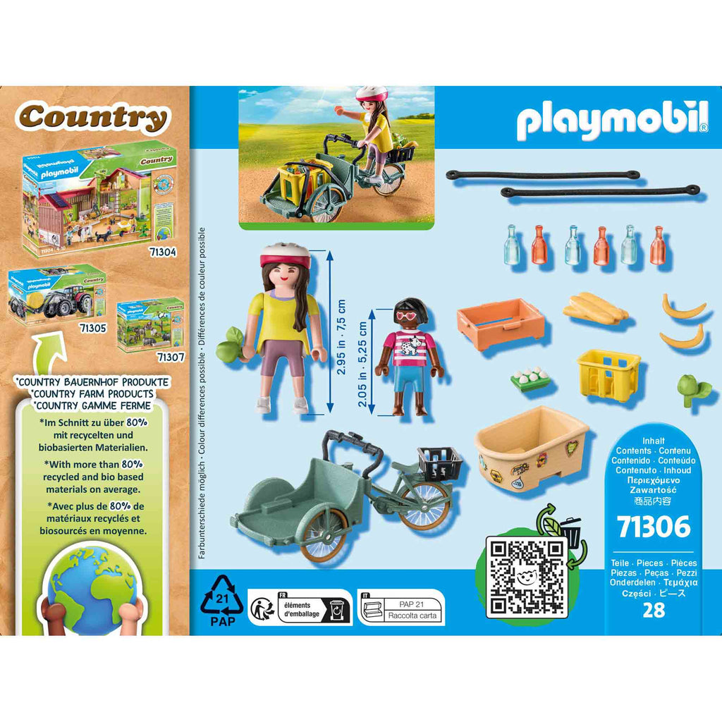 BICICLETA FERMIERILOR CU MARFA - PLAYMOBIL COUNTRY (PM71306) - Libelula Vesela - Jucarii