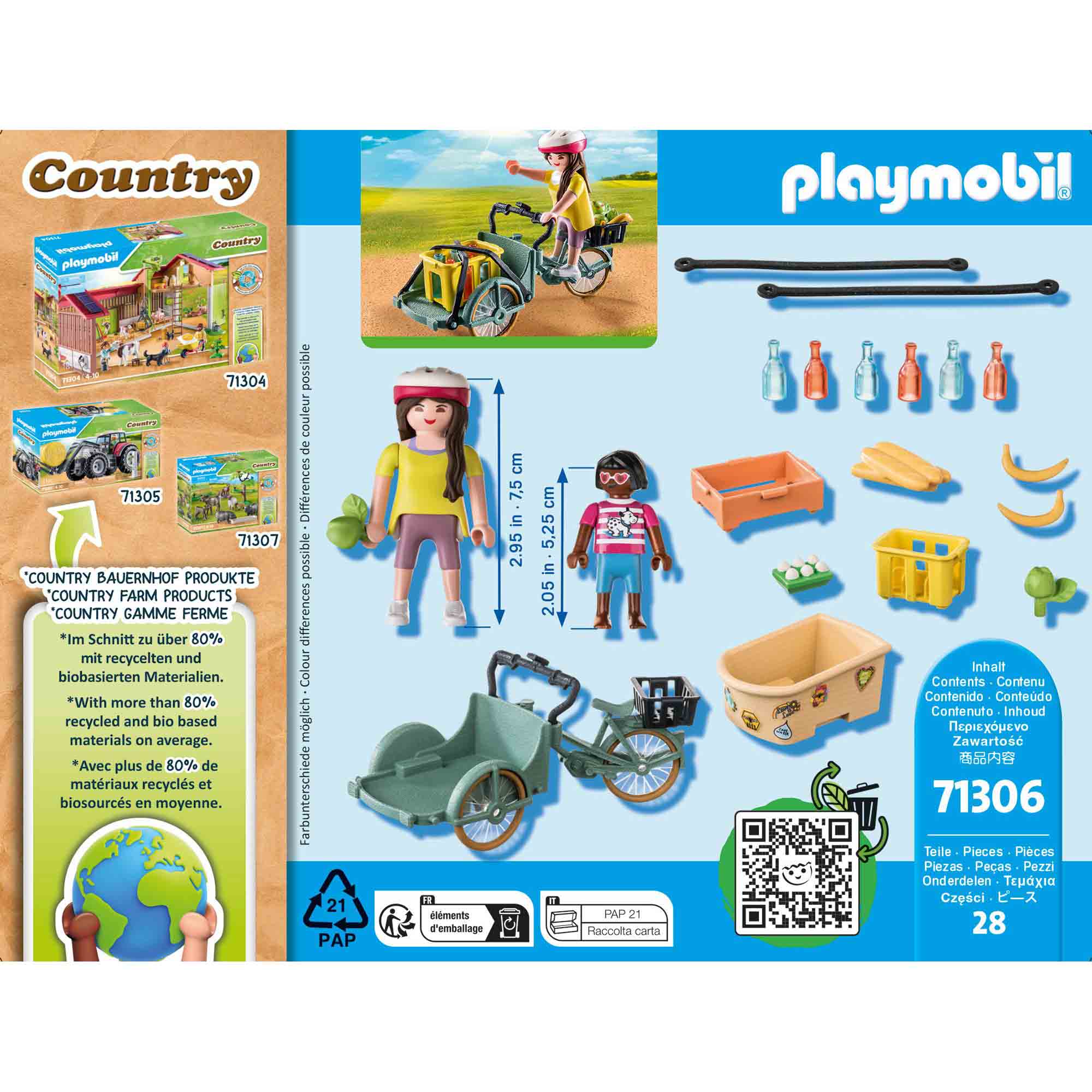 BICICLETA FERMIERILOR CU MARFA - PLAYMOBIL COUNTRY (PM71306) - Libelula Vesela - Jucarii