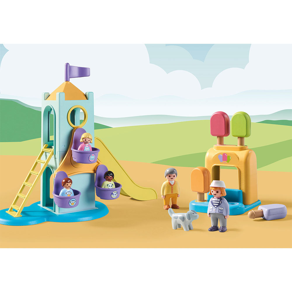 CASTEL DE AVENTURA CU STAND DE INGHETATA - PLAYMOBIL 1.2.3 (PM71326) - Libelula Vesela - Jucarii