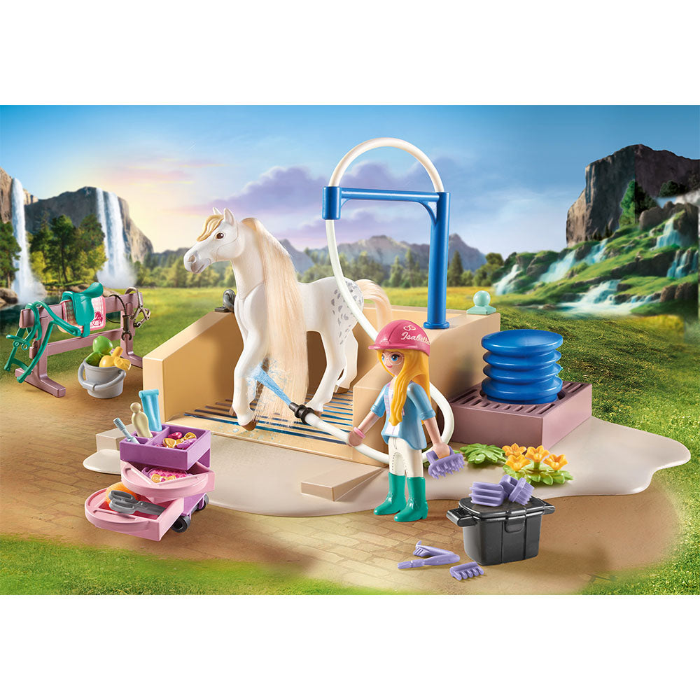 SPALATORIE CU ISABELLA SI CALUTUL LIONESS - PLAYMOBIL HORSES OF WATERFALL (PM71354) - Libelula Vesela - Jucarii