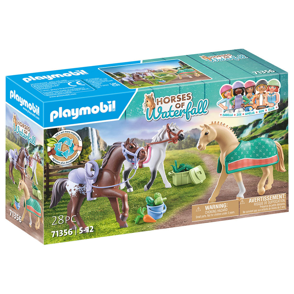 SET 3 CAI CU ACCESORII - PLAYMOBIL HORSES OF WATERFALL (PM71356) - Libelula Vesela - Jucarii