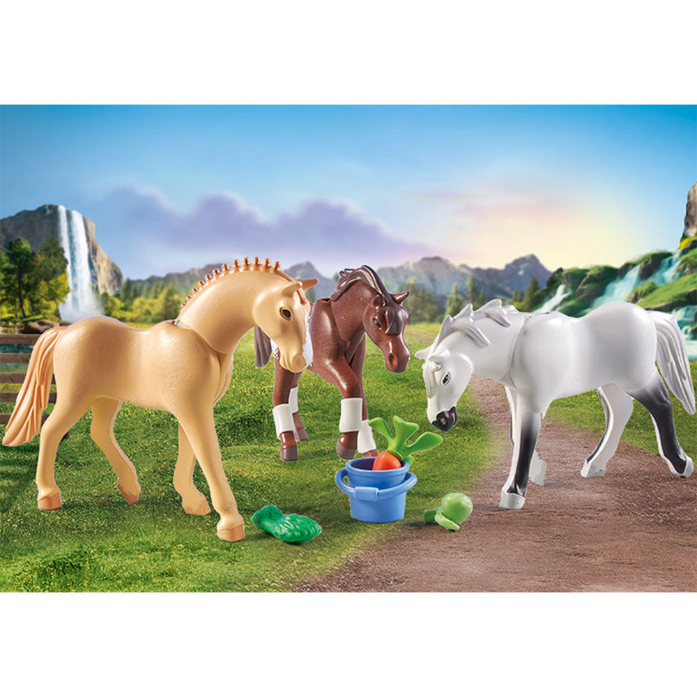 SET 3 CAI CU ACCESORII - PLAYMOBIL HORSES OF WATERFALL (PM71356) - Libelula Vesela - Jucarii
