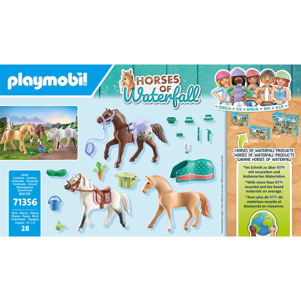 SET 3 CAI CU ACCESORII - PLAYMOBIL HORSES OF WATERFALL (PM71356) - Libelula Vesela - Jucarii