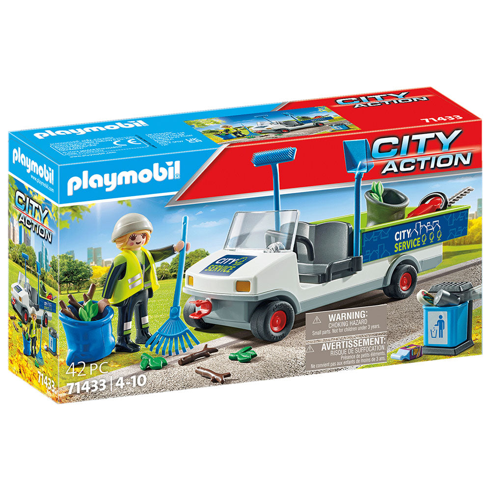 MATURATOR DE STRAZI CU VEHICUL - PLAYMOBIL CITY ACTION - CITY CLEANING - (PM71433) - Libelula Vesela - Jucarii