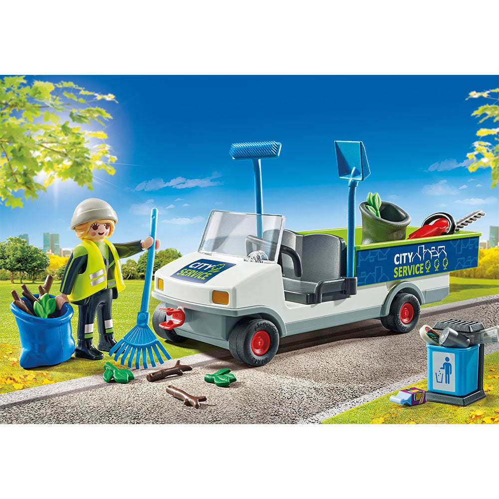MATURATOR DE STRAZI CU VEHICUL - PLAYMOBIL CITY ACTION - CITY CLEANING - (PM71433) - Libelula Vesela - Jucarii
