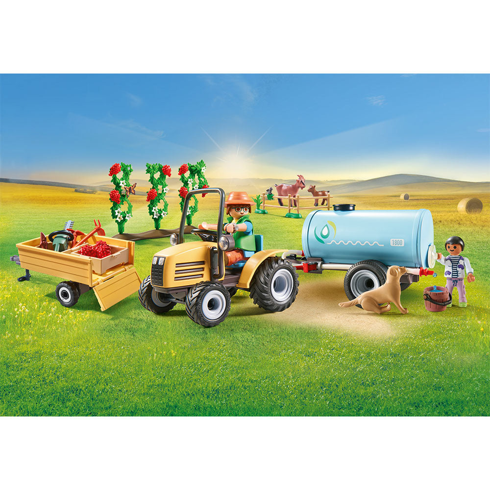 TRACTOR CU REMORCA SI CISTERNA DE APA - PLAYMOBIL COUNTRY (PM71442) - Libelula Vesela - Jucarii