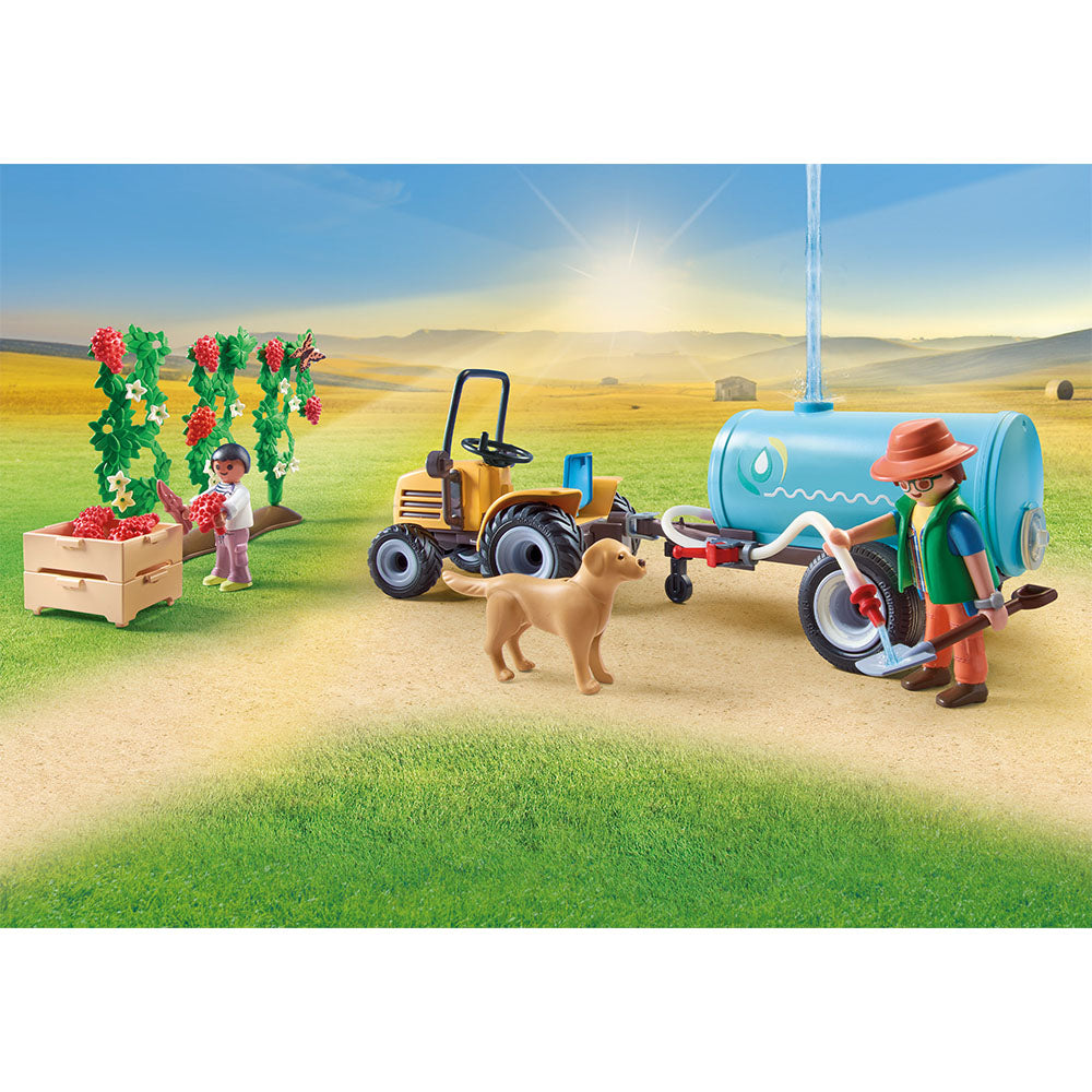 TRACTOR CU REMORCA SI CISTERNA DE APA - PLAYMOBIL COUNTRY (PM71442) - Libelula Vesela - Jucarii