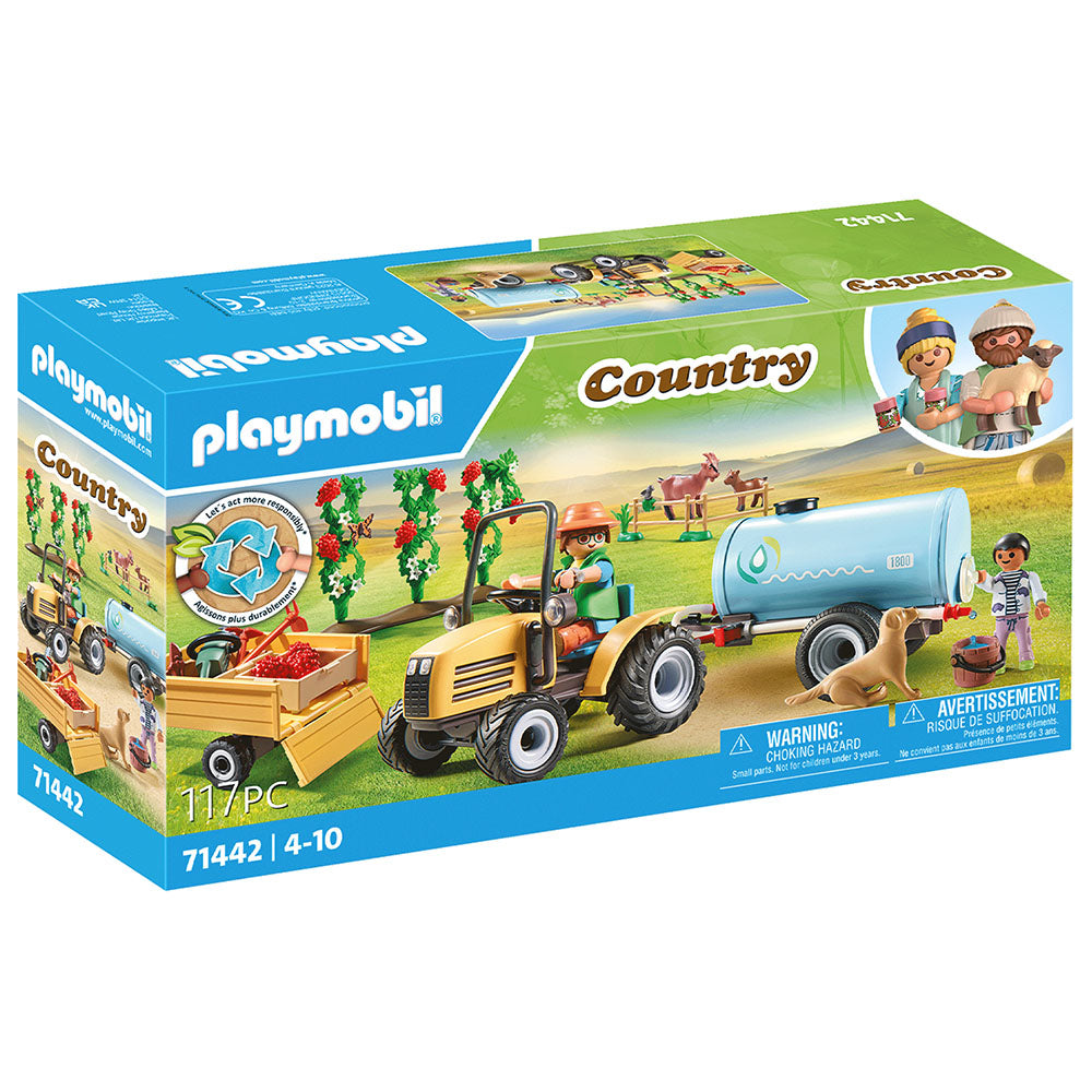 TRACTOR CU REMORCA SI CISTERNA DE APA - PLAYMOBIL COUNTRY (PM71442) - Libelula Vesela - Jucarii