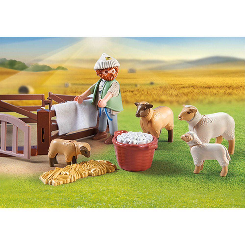 TANARUL PASTOR CU TURMA DE OI - PLAYMOBIL COUNTRY (PM71444) - Libelula Vesela - Jucarii