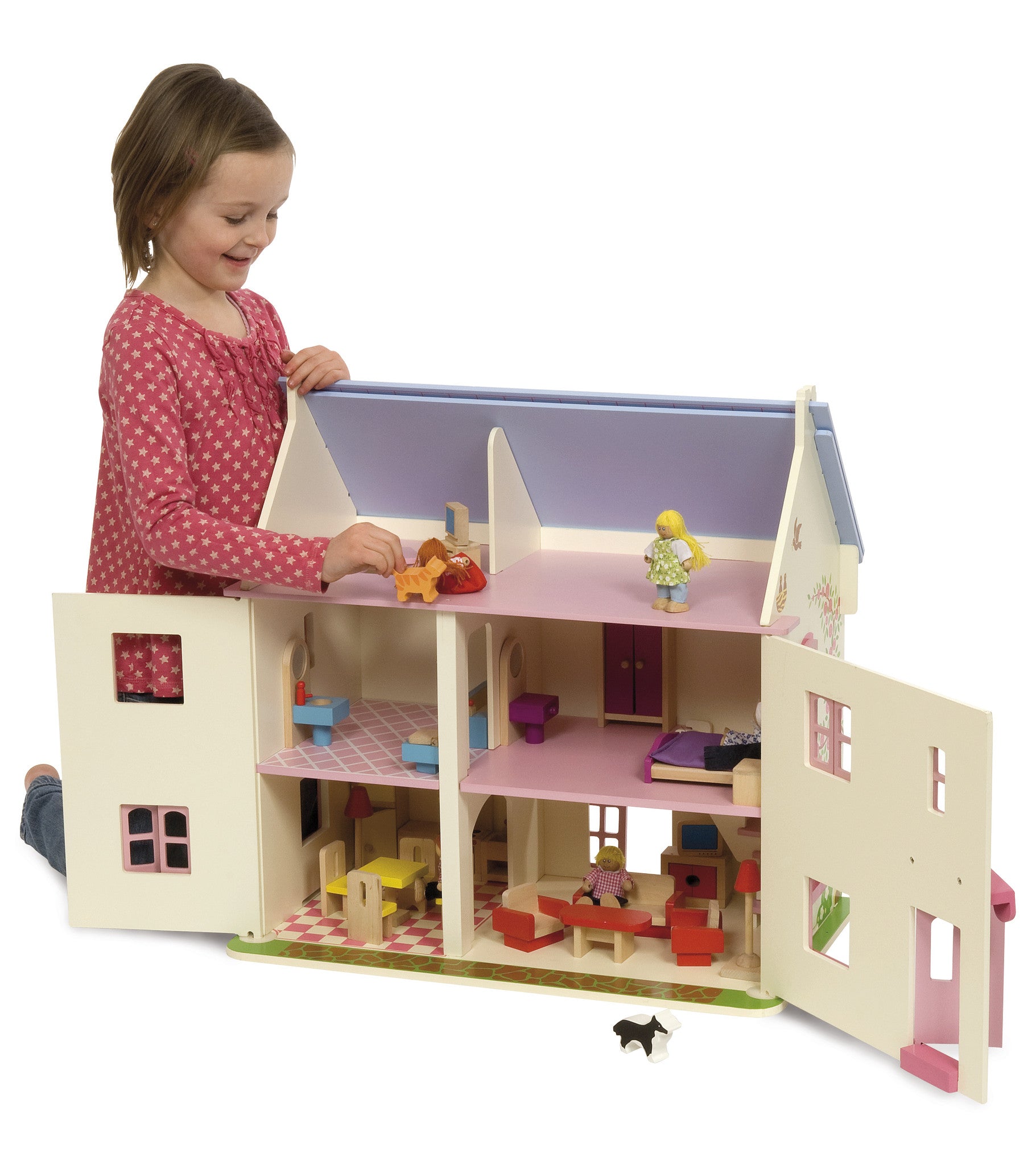 CASUTA DIN LEMN PENTRU PAPUSI - ROSE - BIGJIGS (JT101) - Libelula Vesela - Jucarii