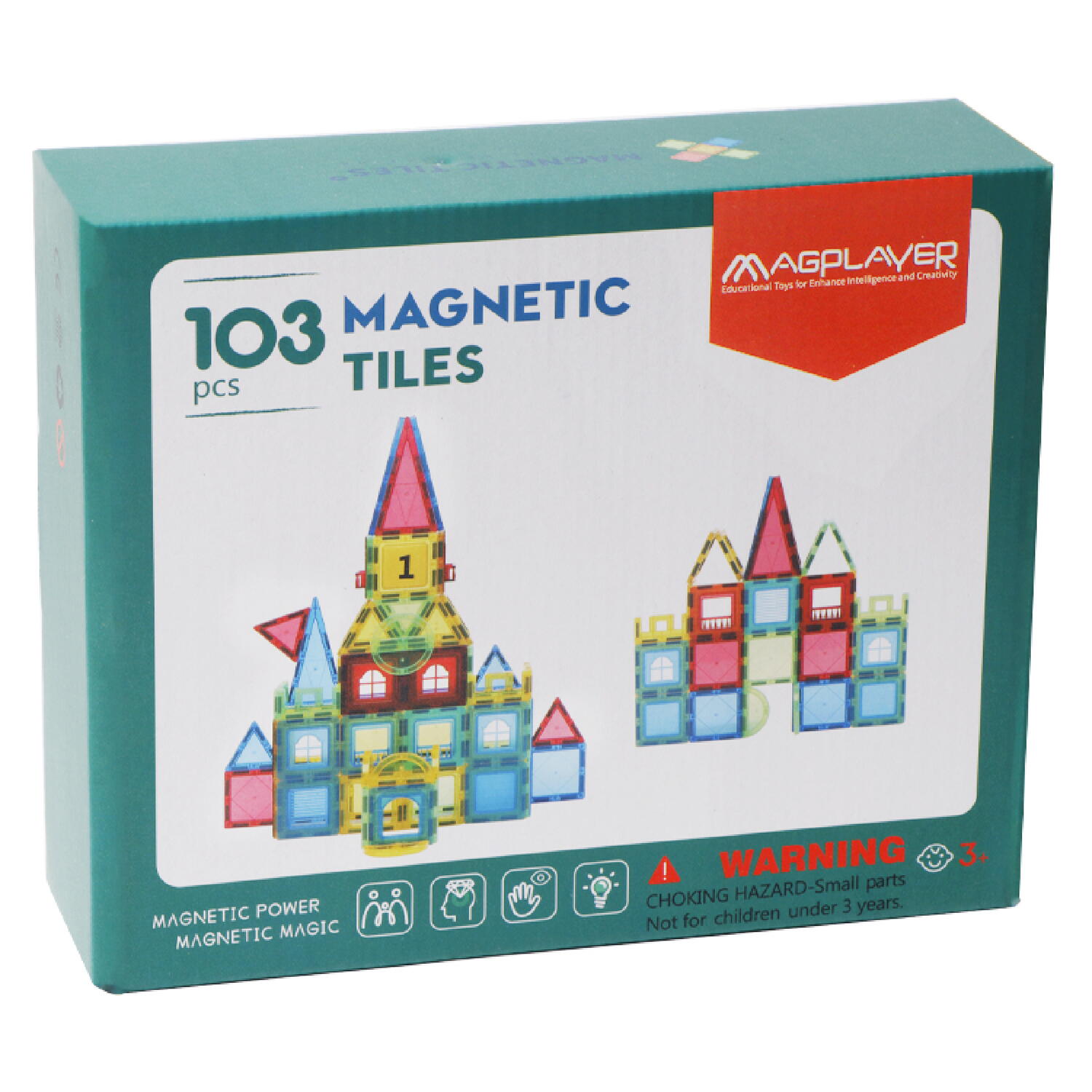 SET DE CONSTRUCTIE MAGNETIC 3D - 103 PIESE - MAGPLAYER (MPL2-103) - Libelula Vesela - Jucarii