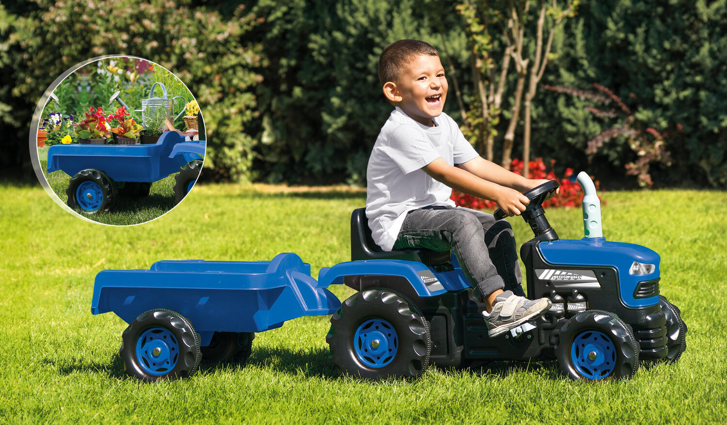 PRIMUL MEU TRACTOR CU REMORCA (ALBASTRU) - DOLU (D8253) - Libelula Vesela - Jucarii