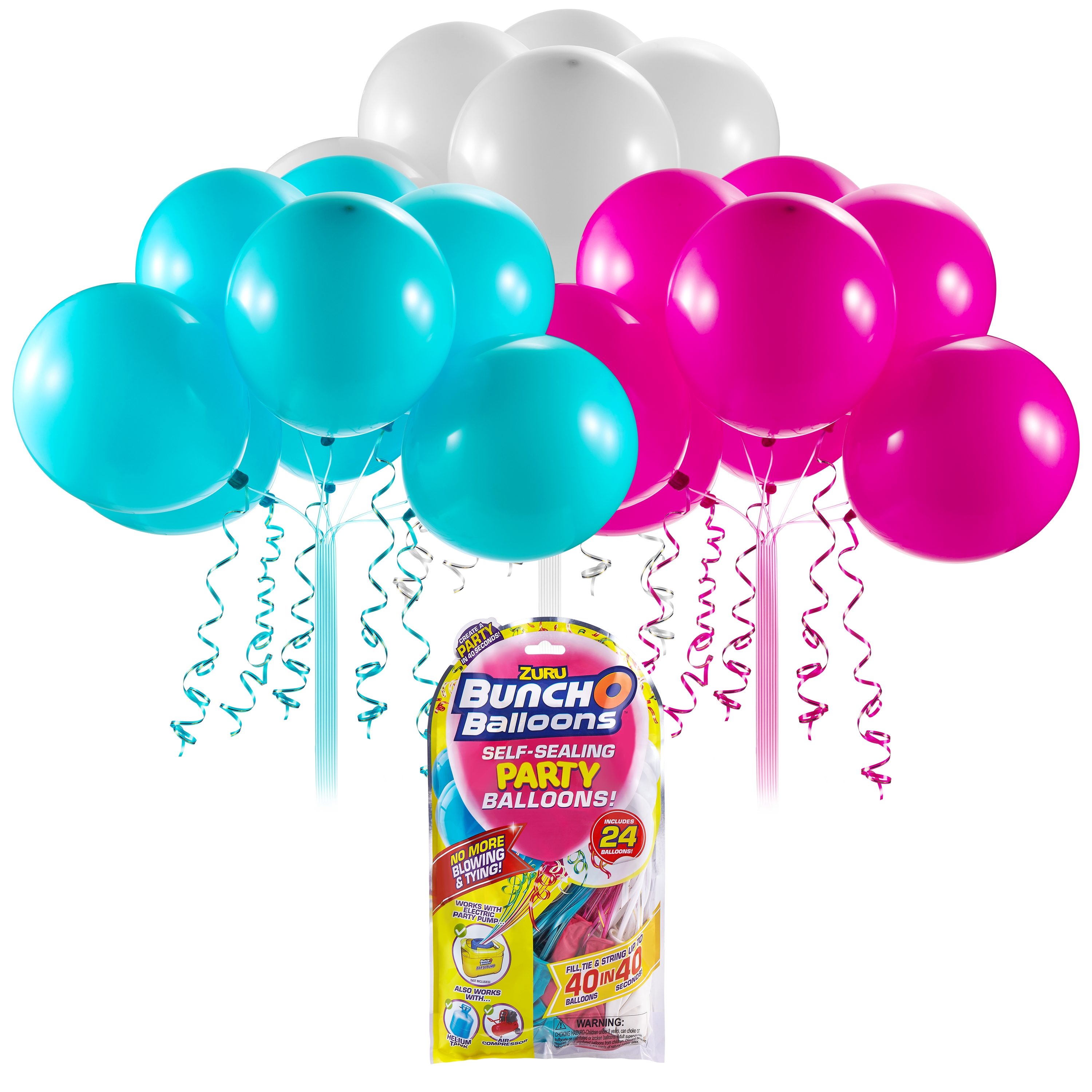BUNCH O BALLOONS BALOANE DE PETRECERE SET REZERVE ROZ, BLEU, ALB (24 BALOANE) - ZURU (56179BUQ1) - Libelula Vesela - Articole pentru petrecere