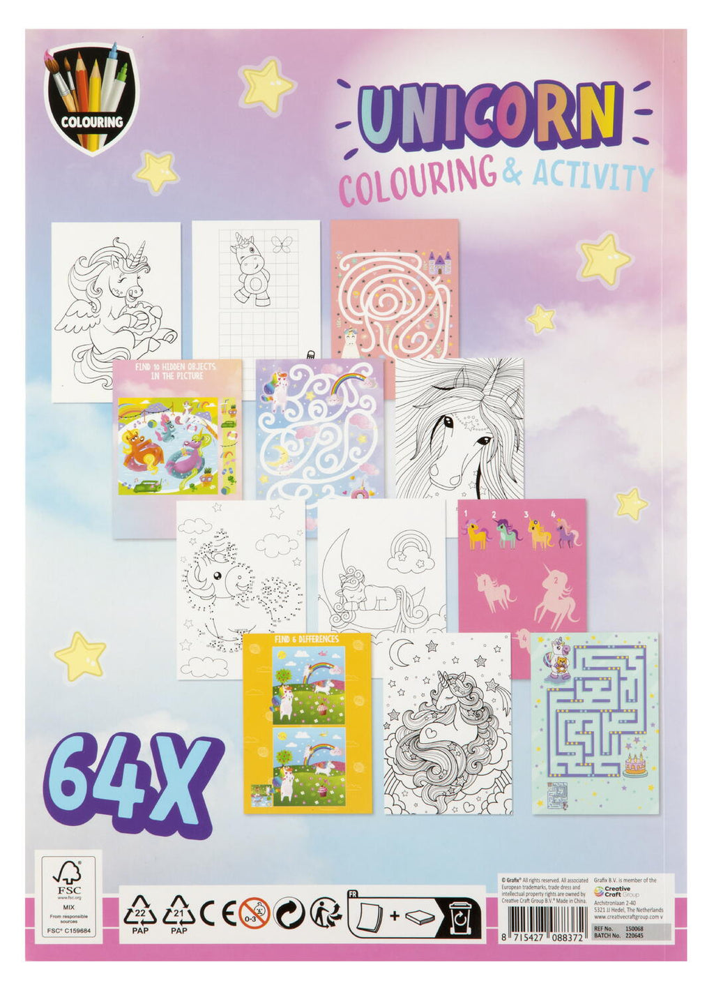 CARTE DE COLORAT CU ACTIVITATI - UNICORN - GRAFIX (150068) - Libelula Vesela - Carti